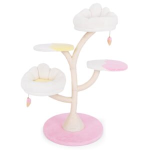 Árvore para gatos moderna de 2 andares para gatos internos com bola arranhadora de sisal giratória - verde