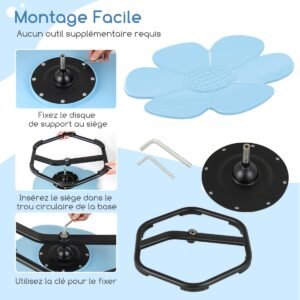 Cadeira giratória sensorial Petal com base de metal antiderrapante para crianças autistas - vermelha