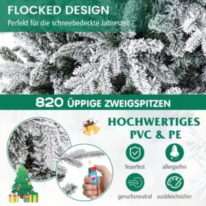 Árvore de Natal artificial com 8 modos de iluminação, luzes LED multicoloridas, pontas de galhos de PVC e PE, 147 cm de altura