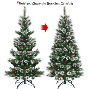 Árvore de Natal artificial fina e flocada de neve de 7 pés