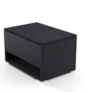 Cômoda de pátio de 186L com sapateira, armário de armazenamento de vime para área externa com forro protetor