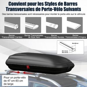 Caixa de teto de 420 L para carro com fechadura de combinação e 6 ganchos de porta e tapete antiderrapante, caixa de teto à prova d'água cinza