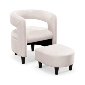 Cadeira de balanço de madeira para pátio com assento de PU e estrutura de madeira de borracha - marrom