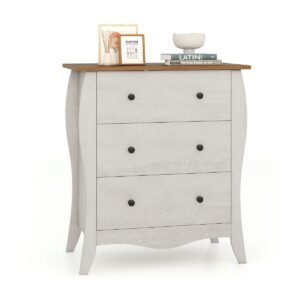 Cômoda estilo fazenda com 5 gavetas dobráveis de tecido e kit antitombamento - marrom