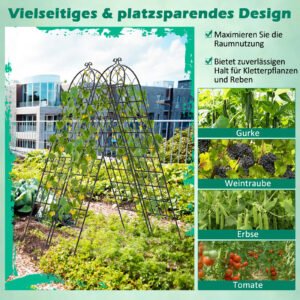 Pacote com 2/4 de treliças de metal para jardim para plantas trepadeiras - conjunto de 2