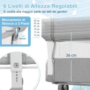 Berço para bebê com cabeceira ajustável em 6 níveis de altura - Rosa