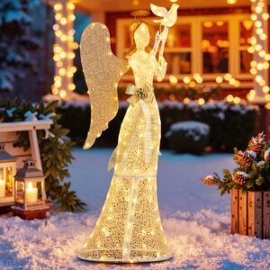 Boneco de neve de LED de 141 cm de altura, decoração de Natal com 100 luzes LED brancas quentes, chapéu e cachecol