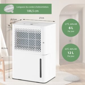 Desumidificador 28,5L em 24h Tamanho da sala aprox. 35m² com 4 modos e display de 3 cores Branco