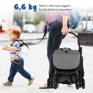 Carrinho de bebê leve, dobrável com uma mão, portátil, com encosto reclinável, rosa