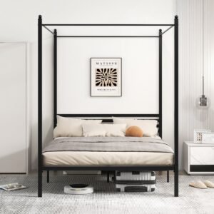 Cama de casal industrial 140x200 cm com base de metal e espaço de armazenamento na cabeceira de madeira, marrom rústico