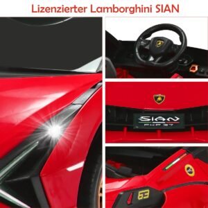 Carro elétrico infantil Lamborghini 12V com controle remoto 2.4G, carro infantil 3-5km/h com MP3 branco