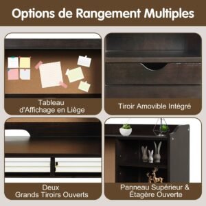 Conjunto de mesa infantil com quadro de avisos Mesa infantil com cadeira Mesa de estudante Cinza