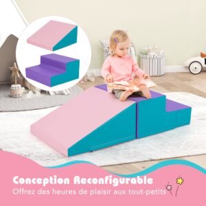 Escalador de 2 peças com degraus e escorregador para bebês e crianças pequenas - Laranja