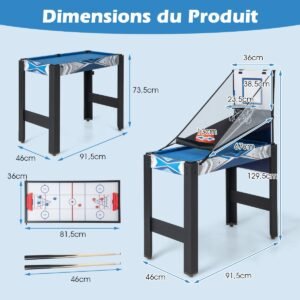 Conjunto de mesa de bilhar dobrável com pernas dobráveis ​​e niveladores de pés ajustáveis