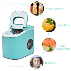 Máquina de sorvete portátil com tanque de água de 2,2 L, máquina de sorvete 24 x 33 x 36 cm azul