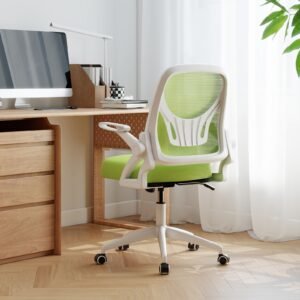 Cadeira ergonômica de mesa para computador com suporte lombar e braços dobráveis ​​- Azul-marinho