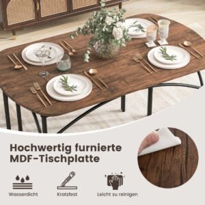 Mesa de jantar para 6 a 8 pessoas com pernas de metal resistentes - branca