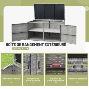 Conjunto de 4 cadeiras de jantar de vime PE para pátio com almofadas de assento e apoios de braço - Conjunto de 4