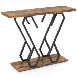 Mesa de console de mármore sintético com apoios de pés ajustáveis ​​- branca