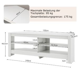 Suporte de TV para TVs de 65 polegadas, centro de entretenimento de 3 níveis com luzes LED, marrom rústico