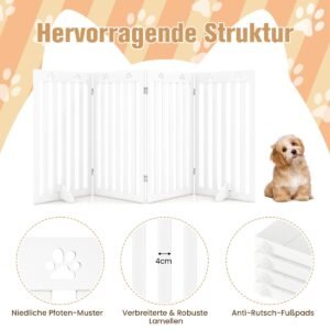 Portão dobrável para animais de estimação com 3 painéis - Branco