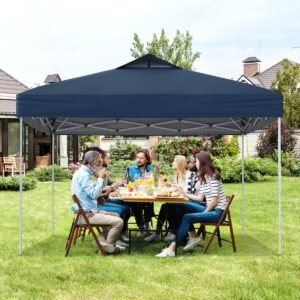 Gazebo dobrável para pátio externo com bloco central, 295 x 295 cm, gazebo pop-up branco