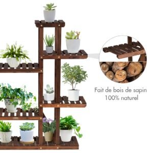 Suporte de metal para plantas de 3 níveis para pátio, jardim e varanda