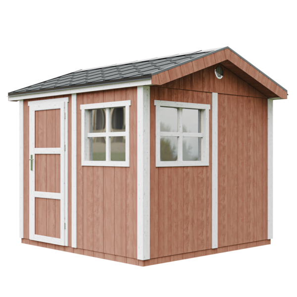 Casa com painéis inteligentes, pintura REDWOOD_RED