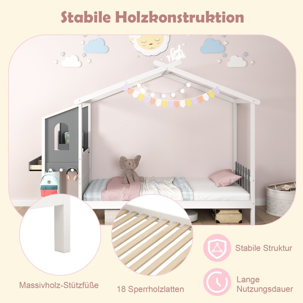 Cama 140 x 200 cm com iluminação LED cama estofada com estrado de ripas estrutura de cama preta - Image 2