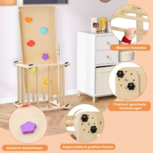 Brinquedo de escalada de madeira, conjunto de escalador triangular com gangorra - multicolorido