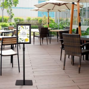 Suporte de informações DIN A4, ajustável em altura, suporte para pôster removível, pôster prata/preto 33 x 24 cm-prata