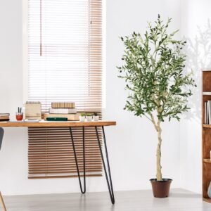 Pacote com 2 oliveiras artificiais com 1296 folhas para escritório