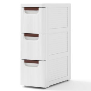 Unidade organizadora com rodinhas de 3/4/5/6 gavetas, armário de armazenamento estreito com rodas embutidas para espaços pequenos - 4 gavetas
