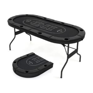 Mesa de pôquer dobrável de 1,8 m para jogo de lazer de cassino Blackjack Texas Hold'em - Verde