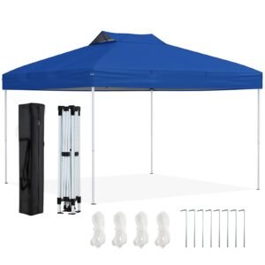 Gazebo dobrável para pátio externo com bloco central, 295 x 295 cm, gazebo pop-up cinza