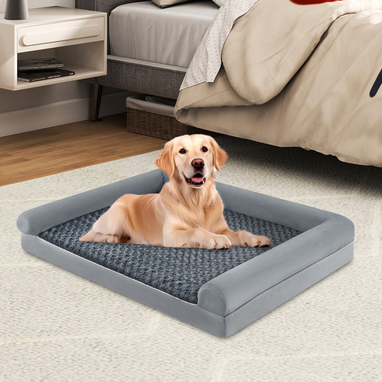 Cama ortopédica de espuma para cães, sofá grande para cães com almofada de espuma em formato de ovo, 122 x 89 cm - Image 2