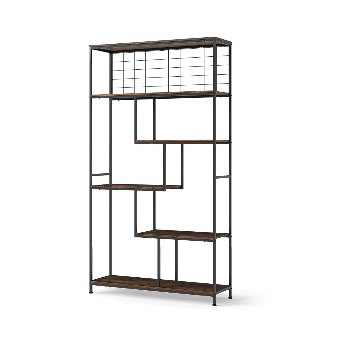 Mesa de centro retangular de 109 cm com gaveta e prateleira de armazenamento - marrom rústico