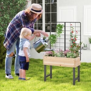 Canteiro de jardim elevado de madeira, caixa de plantio elevada com base aberta