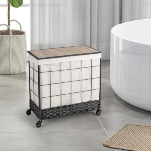 Organizador de armazenamento de cômoda de chão com 5/6/8 gavetas com compartimentos de tecido e estrutura de metal - 5 gavetas