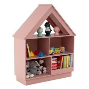 Organizador de brinquedos em formato de casa com 3 níveis e prateleiras abertas - Branco