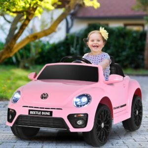 Carro infantil VW Fusca com música e 2 modos de iluminação, incluindo controle remoto 2.4G vermelho