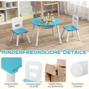 Conjunto de mesa de atividades infantil de 3 peças com armazenamento de malha central para refeições de artesanato e estudo - roxo