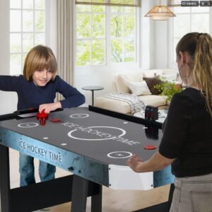 Mesa de jogo de arcade com motor potente de 12 V e placar digital LED, mesa de air hockey de 144 cm preta