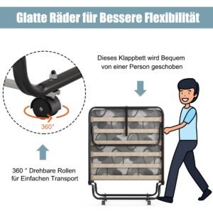 Cama dobrável com colchão Cama de hóspedes portátil e enrolável 190 x 80 x 33 cm Azul fabricado na Itália