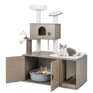 Torre para gatos de 3 níveis com postes de arranhar revestidos de sisal - Azul