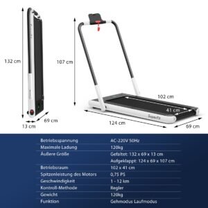 Esteira dobrável 2 em 1 2,25 HP Esteira elétrica portátil azul