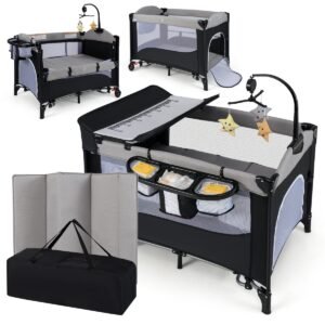 Cadeira alta conversível de madeira para bebês 5 em 1 - Cinza