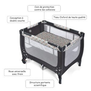 Carrinho de bebê dobrável com encosto ajustável e capota, com porta-copos, preto