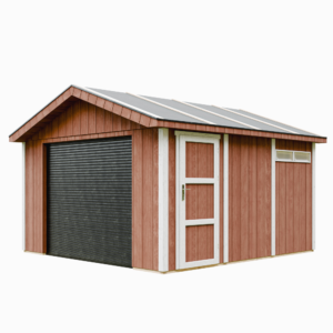 Garagem com painéis Smartside, pintura REDWOOD_RED