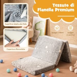 Sofá-cama dobrável infantil que brilha no escuro, colchão de chão com almofada e capa - multicolorido